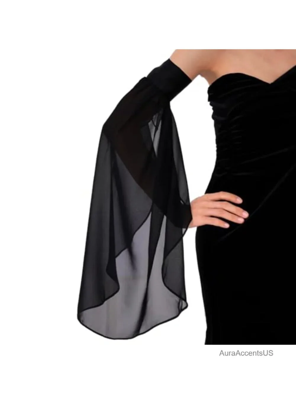 Long Tulle Bell Sleeves Detachable Chiffon Gloves Wedding Costume Accessory